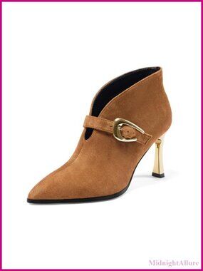 Women's Pointed Toe Stiletto Ankle Boots Slip On Kitten Heel Booties